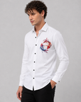 Pure White Koi Fish Art Premium Cotton Satin Shirt