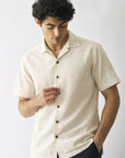 Cream Popcorn Half Sleeve Shirt