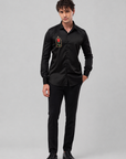 Midnight Black Rose Emblem Premium Satin Shirt