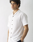 White Popcorn Half Sleeve Shirt