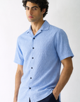 Sky Blue Popcorn Half Sleeve Shirt