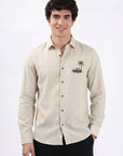 Island Breeze Premium Beige Embroidered Shirt