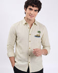 Island Breeze Premium Beige Embroidered Shirt