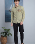 Ocean Voyage Sage Green Premium Embroidered Shirt