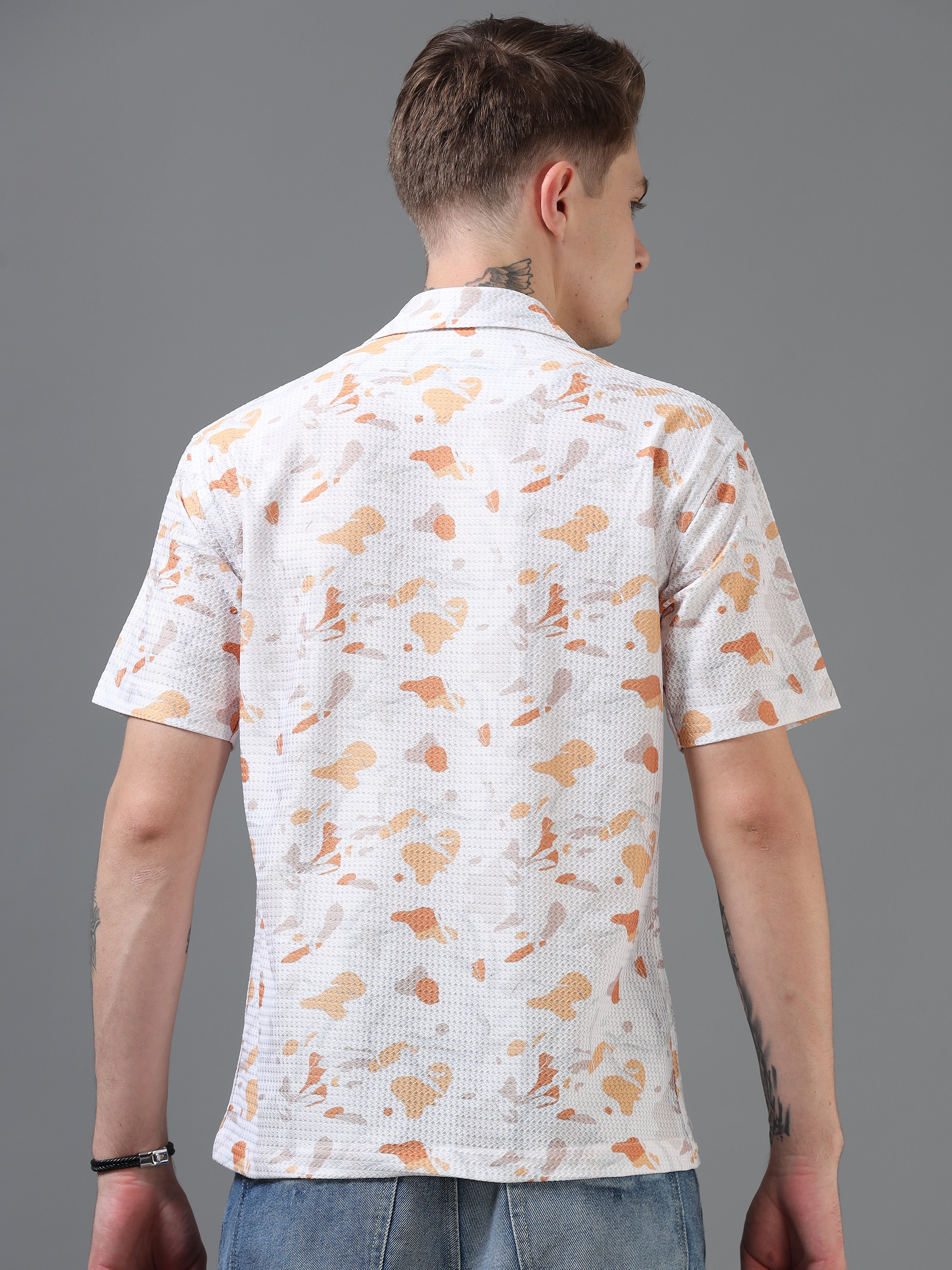 Regular Fit Printed Spread Collar Beach Wear Shirt