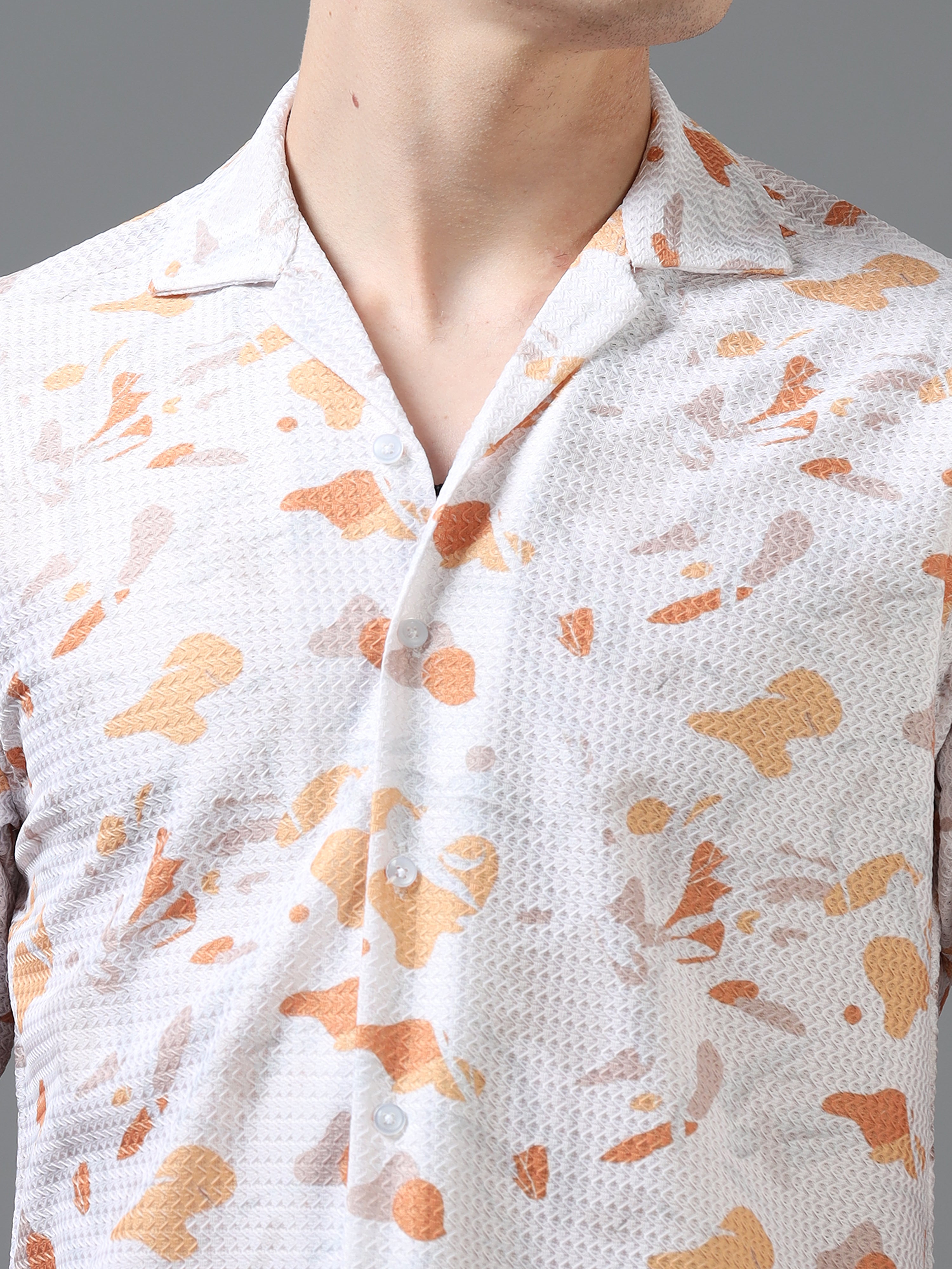 Regular Fit Printed Spread Collar Beach Wear Shirt