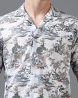 Regular Fit Printed Spread Collar Beach Wear Shirt