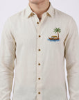 Island Breeze Premium Beige Embroidered Shirt