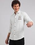 Coffee & Chill Premium Embroidered Linen Shirt