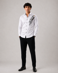Pure White Feather Art Premium Cotton Satin Shirt