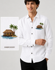 Tropical Beach Hut Full Sleeve Casual Shirt