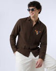 Royal Stag Premium Coffee Brown Embroidered Shirt