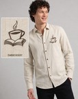 Coffee Tales Embroidery Linen Shirt