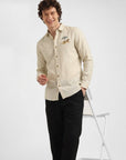 Coastal Escape Premium Beige Embroidered Shirt