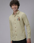 Tropical Horizon Embroidery Sage Green Shirt