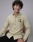 Tropical Horizon Embroidery Sage Green Shirt