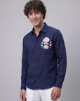 Woodland Bloom Premium Coffee Brown Embroidered Shirt