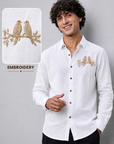 Golden Perch Embroidered Cotton Shirt