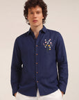 Midnight Bloom Premium Embroidery Shirt
