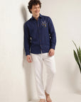Midnight Bloom Premium Embroidery Shirt