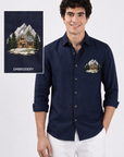 Mountain Lodge Premium Navy Blue Embroidered Shirt