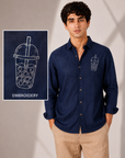 Bubble Brew Embroidered Cotton Shirt