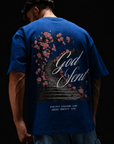 God Sent Oversized T-Shirt – Faith Made Me Inspirational Graphic Tee (Royal Blue)