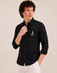 Midnight Voyage Embroidered Cotton Shirt
