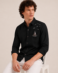 Midnight Voyage Embroidered Cotton Shirt