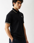 Placket Detail Regular Polo Shirt black