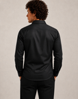 Midnight Black Minimal Face Art Premium Satin Shirt