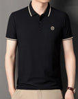 Placket Detail Regular Polo Shirt black