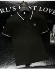 Placket Detail Regular Polo Shirt black