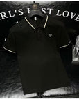 Placket Detail Regular Polo Shirt black