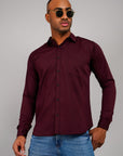 Plain Cotton Shirt Wine