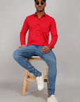 Plain Cotton Shirt red
