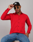 Plain Cotton Shirt red