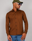 Plain Cotton Shirt brown