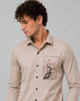 Sakura Bloom Beige Satin Shirt