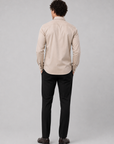 Elegant Beige Dragon Art Premium Cotton Satin Shirt