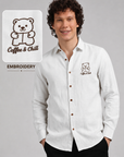 Coffee & Chill Premium Embroidered Linen Shirt