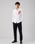 Pure White Phoenix Flame Premium Cotton Satin Shirt