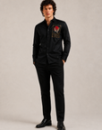 Midnight Black Crane Art Premium Satin Designer Shirt