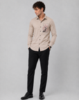 Sakura Bloom Beige Satin Shirt