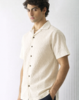 Cream Popcorn Half Sleeve Shirt