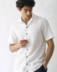 White Popcorn Half Sleeve Shirt