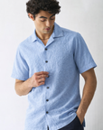 Sky Blue Popcorn Half Sleeve Shirt