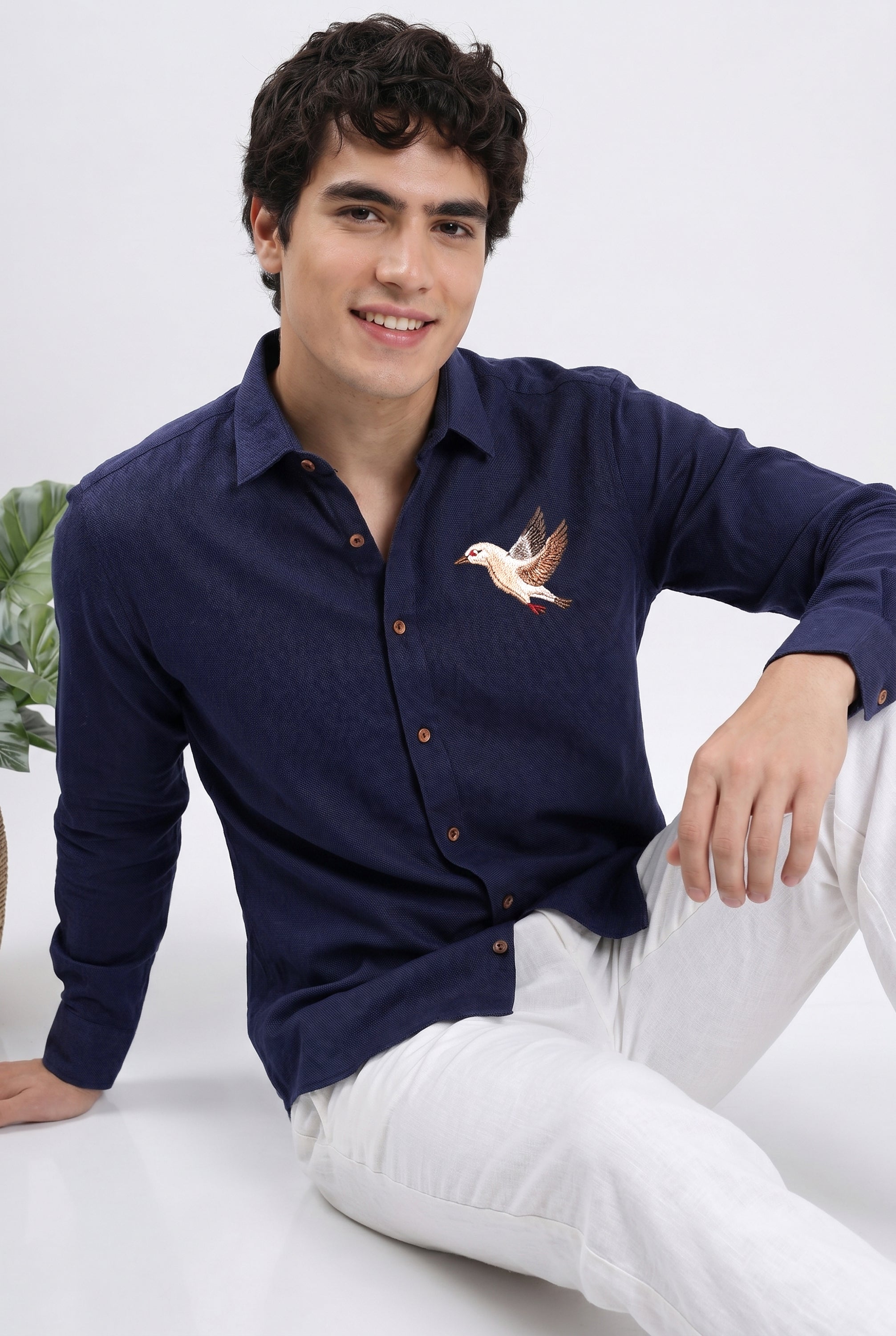 Azure Wings Premium Embroidered  Shirt