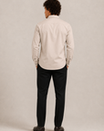 Elegant Beige Royal Horse Crest Premium Cotton Satin Shirt