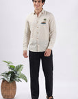 Island Breeze Premium Beige  Embroidered Shirt